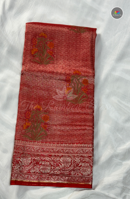Banarasi Tissue Brocade Saree - Classic Red
