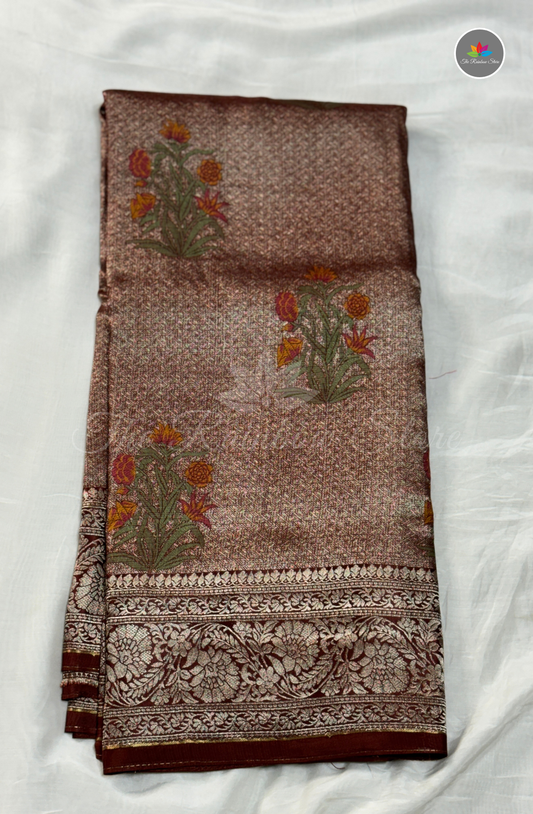 Banarasi Tissue Brocade Saree - Copper Brown