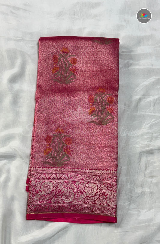 Banarasi Tissue Brocade Saree - Rose Pink
