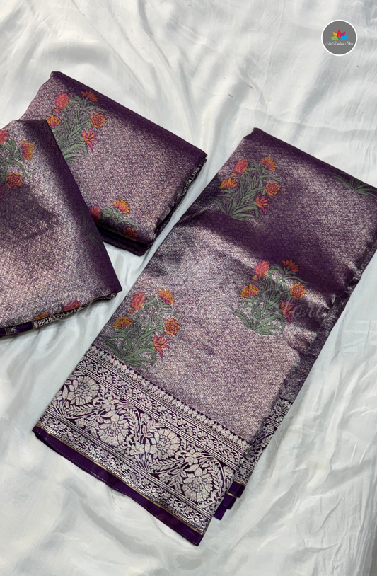 Banarasi Tissue Brocade Saree - Royal Purple