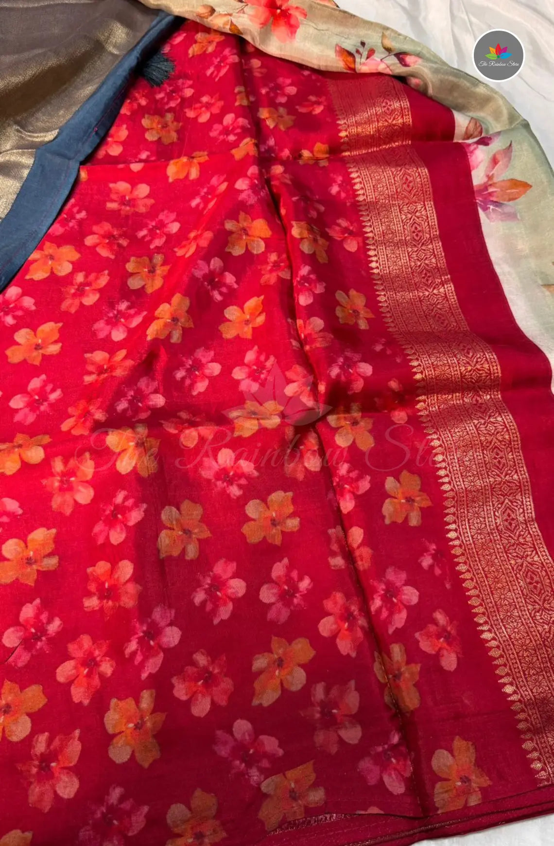 Premium Banarasi Paithani Pattu Saree - Cream with Red