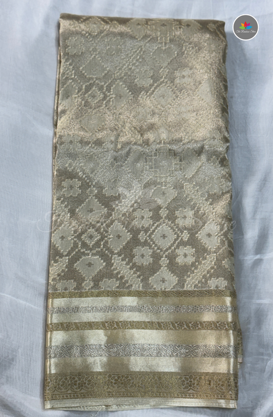 Brocade Patola Tissue Saree - Champagne