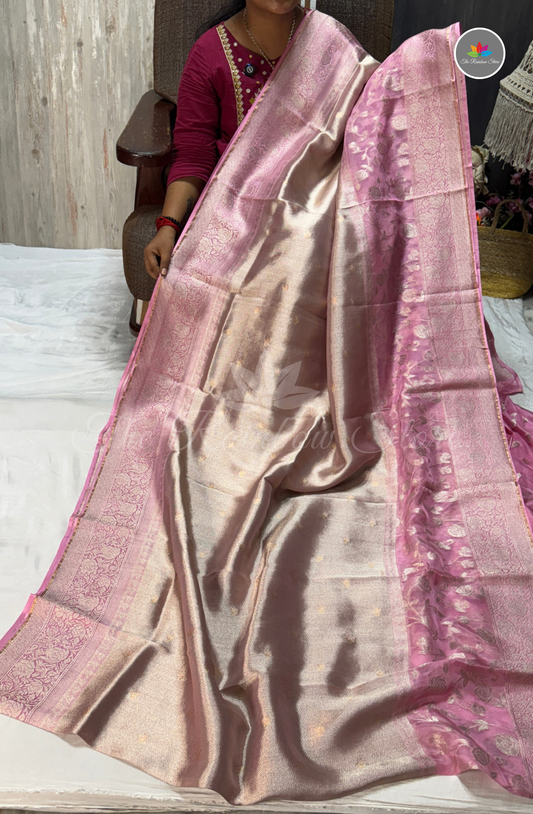 Brocade Tissue Saree - Baby Pink