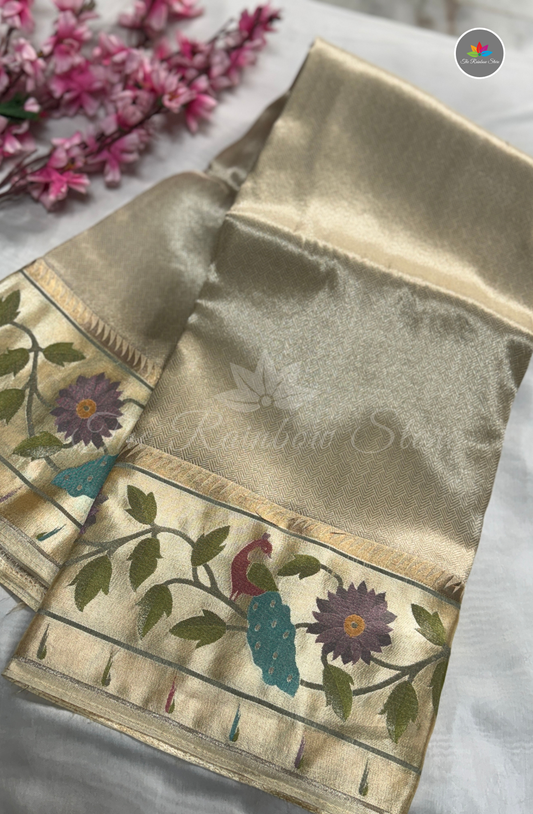 Brocade Tissue Saree - Champagne