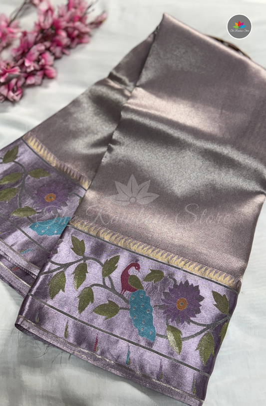 Brocade Tissue Saree - Lavender