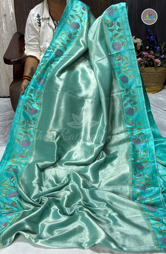 Brocade Tissue Saree - Sea Green