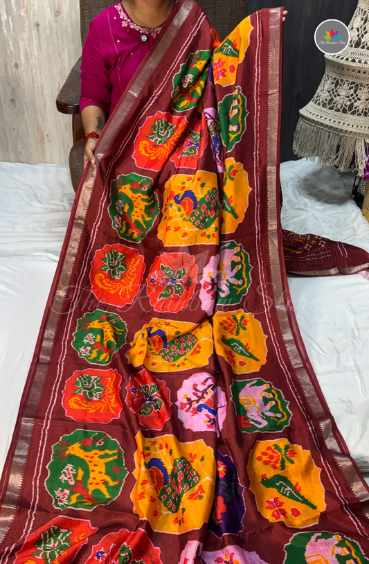 Mangalagiri Pattu Saree - Coffee Brown