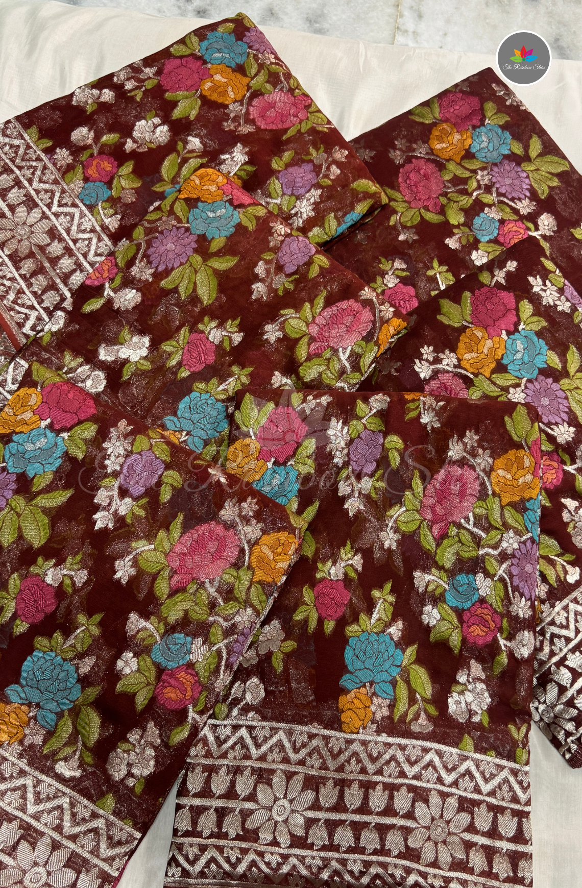 Banarasi Khaddi Georget - Coffee Brown