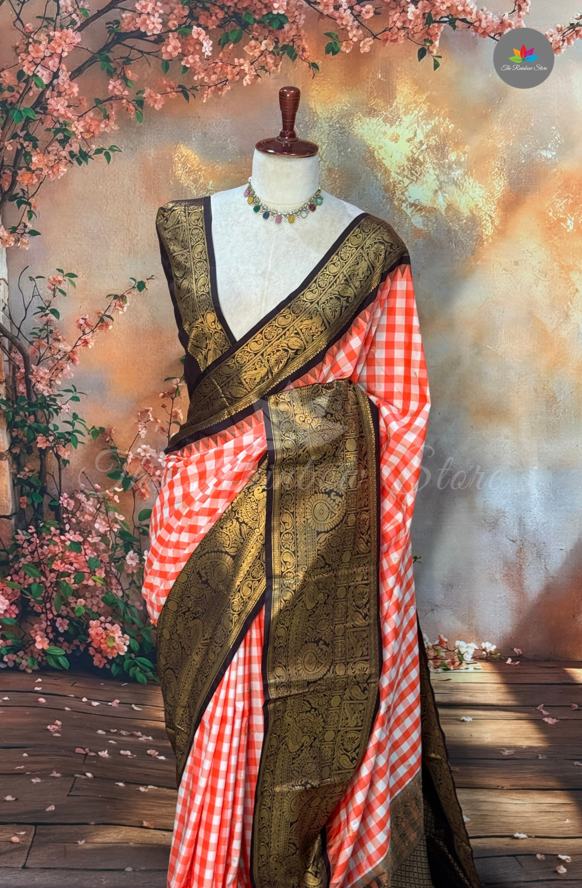 Gadwal Saree - Coral Pink