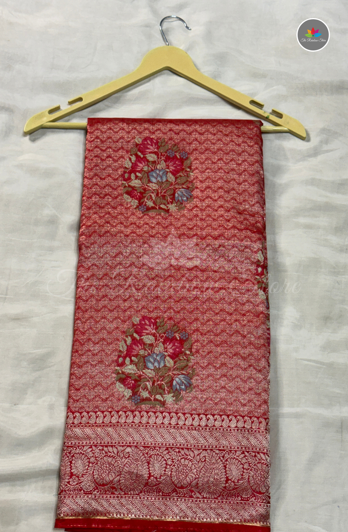 Brocade Pattu Saree - Coral Red