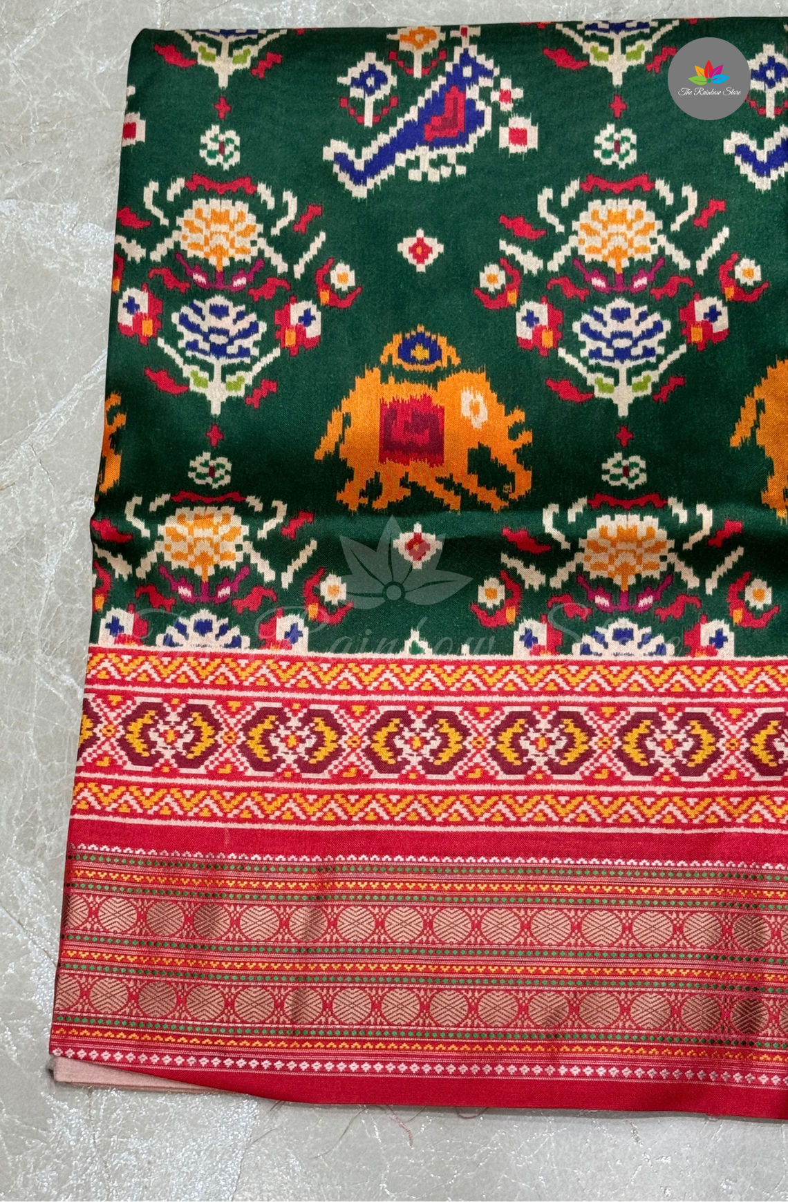 Semi Patola Silk - Dark Bottle Green