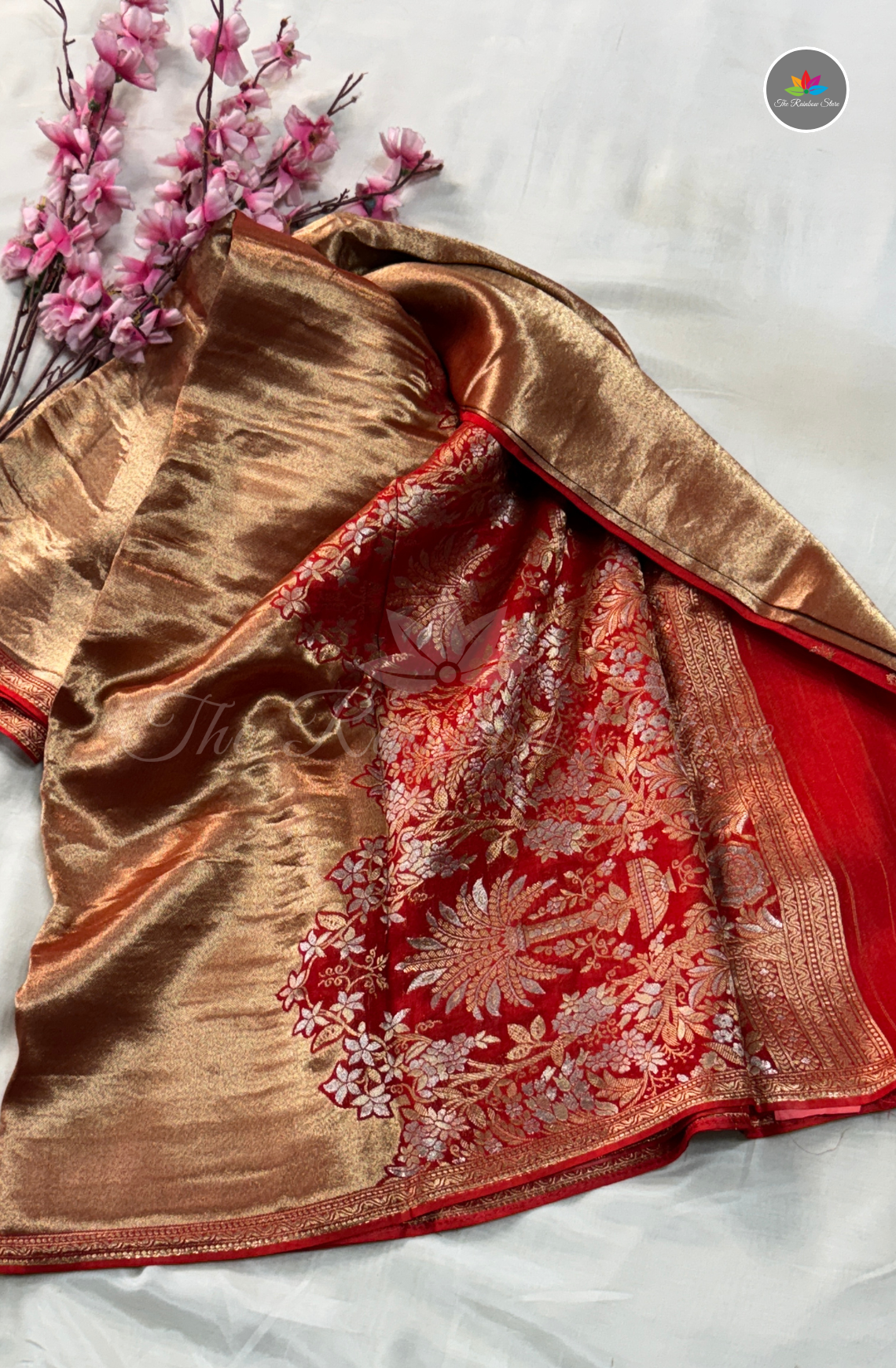 Banarasi Brocade Tissue Saree - Dark Red