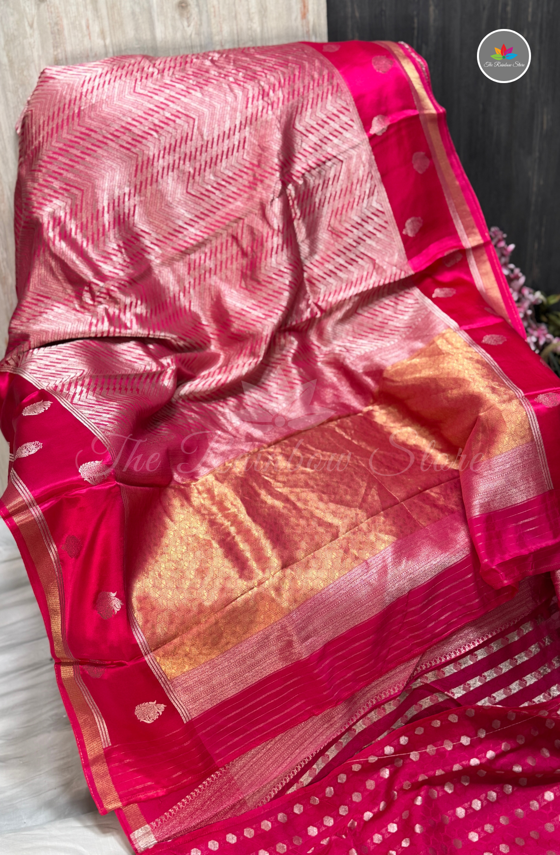 Banarasi Brocade Tissue Saree - Dark pink