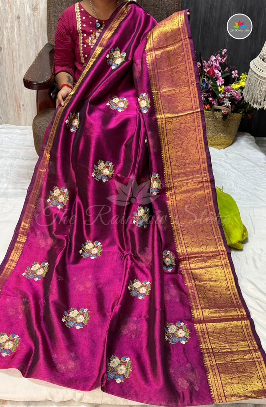 Mangalagiri Handloom Pattu Saree – Deep Magenta Purple