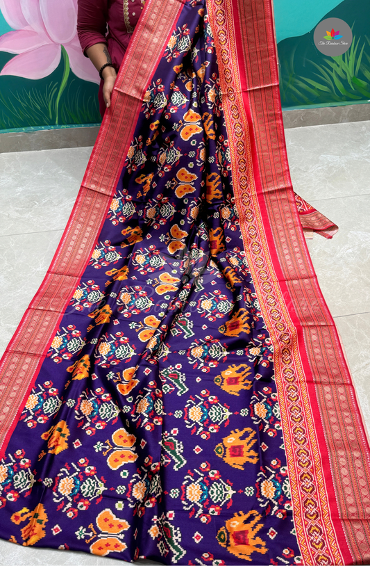 Semi Patola Silk - Deep Navy Blue