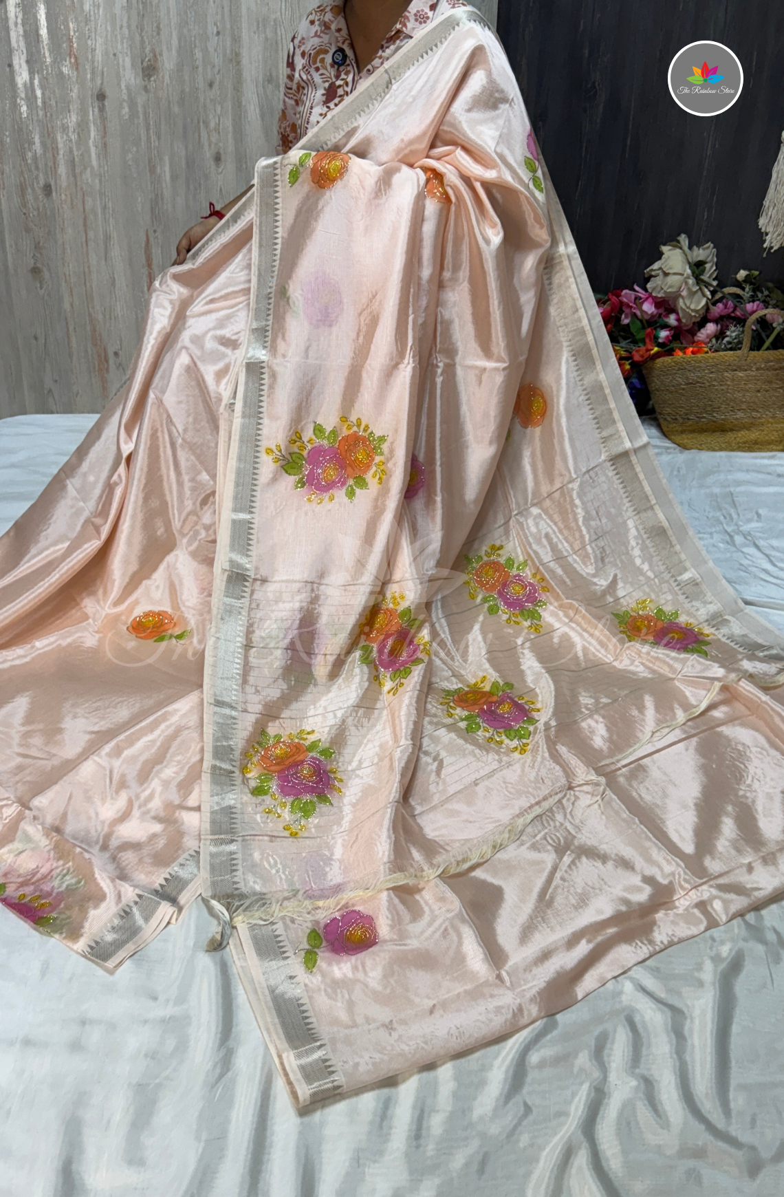 Designer Mangalagiri Saree - Blush Peach