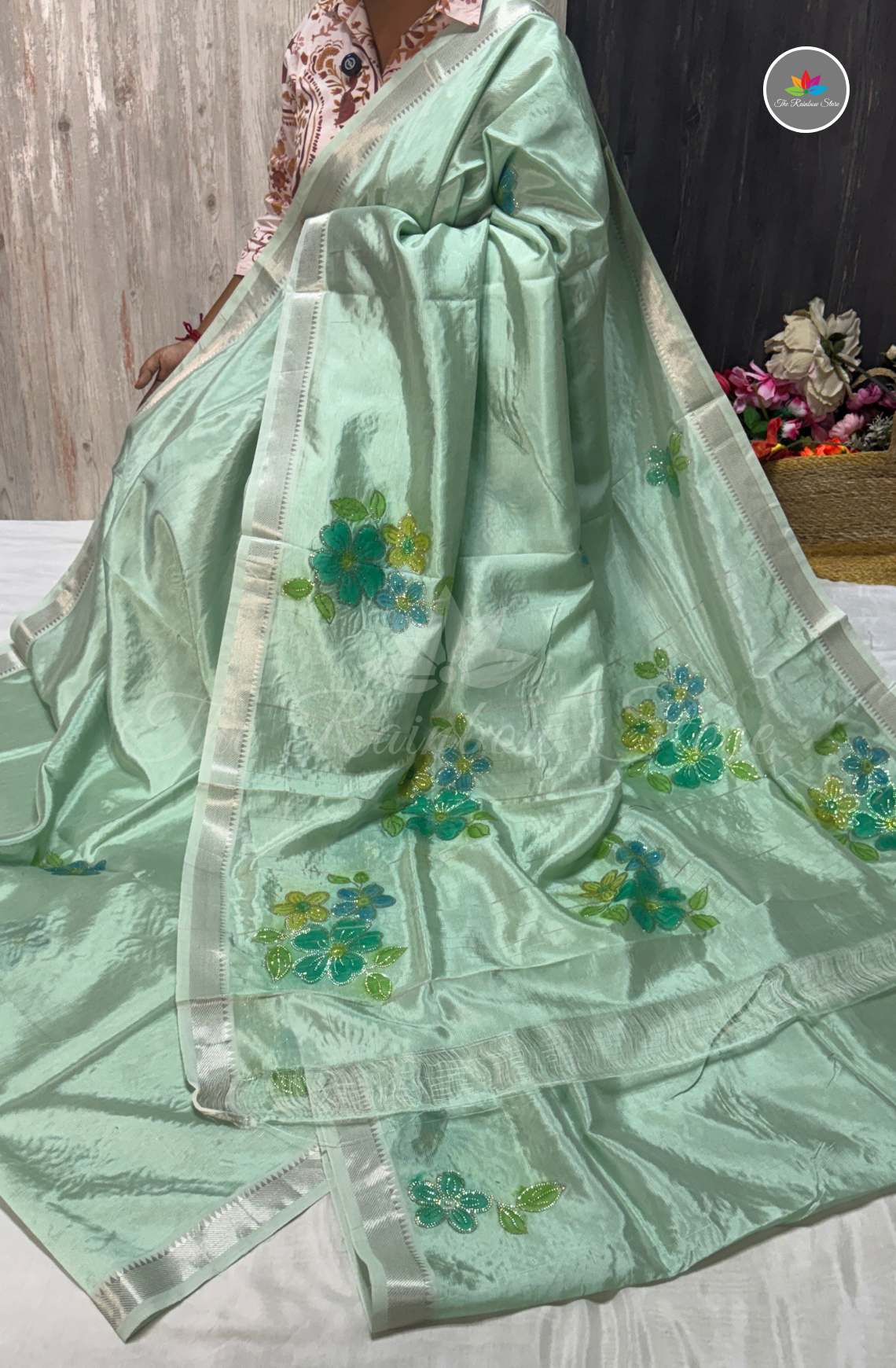 Designer Mangalagiri Saree - Mint Green