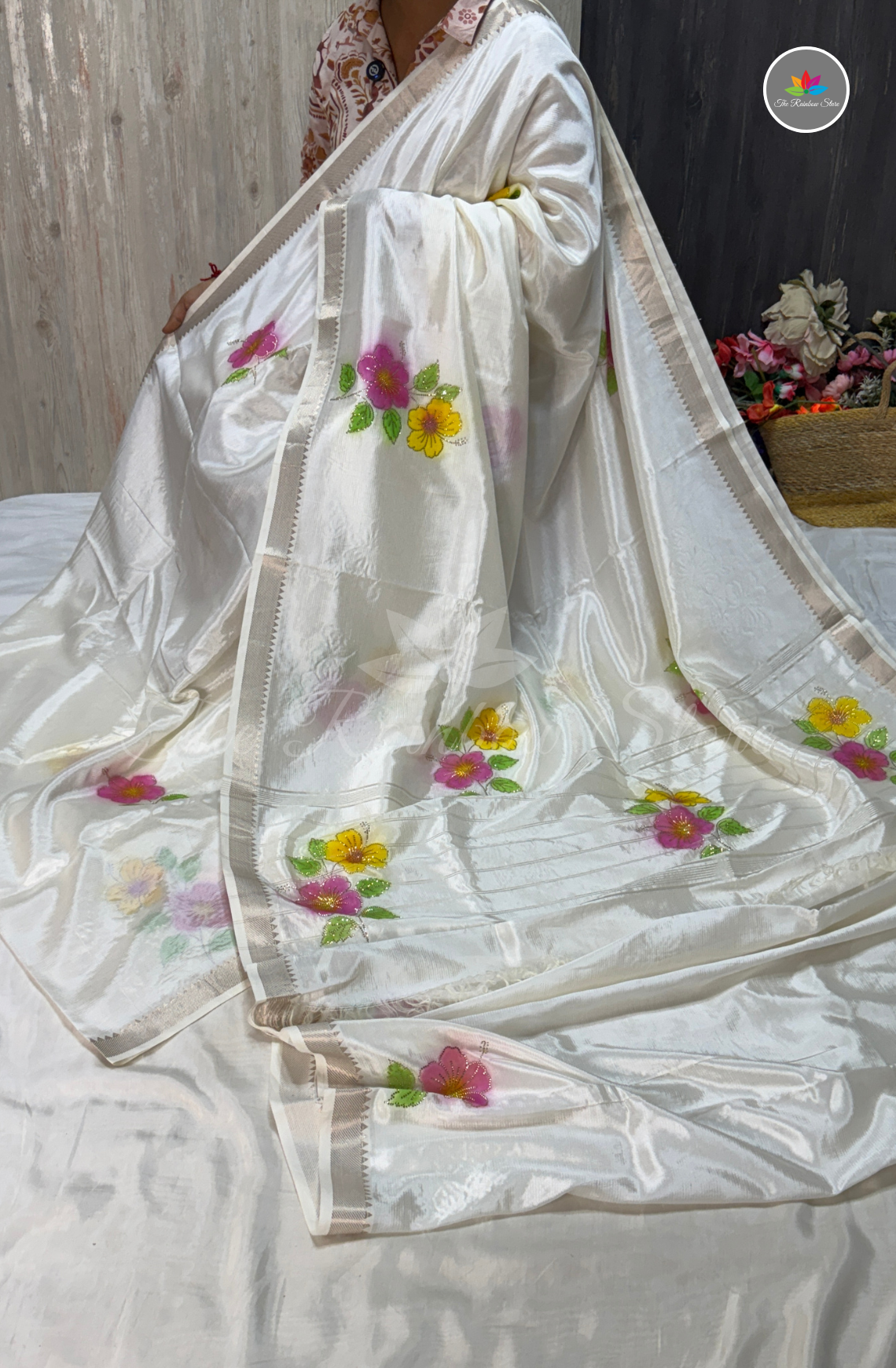 Designer Mangalagiri Saree - White