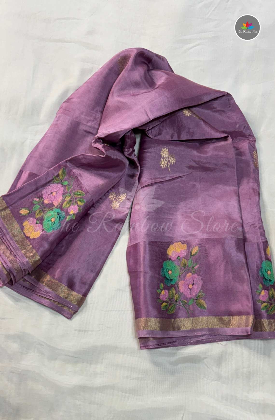 Organza Silk Saree - Dusty Lavender Purple