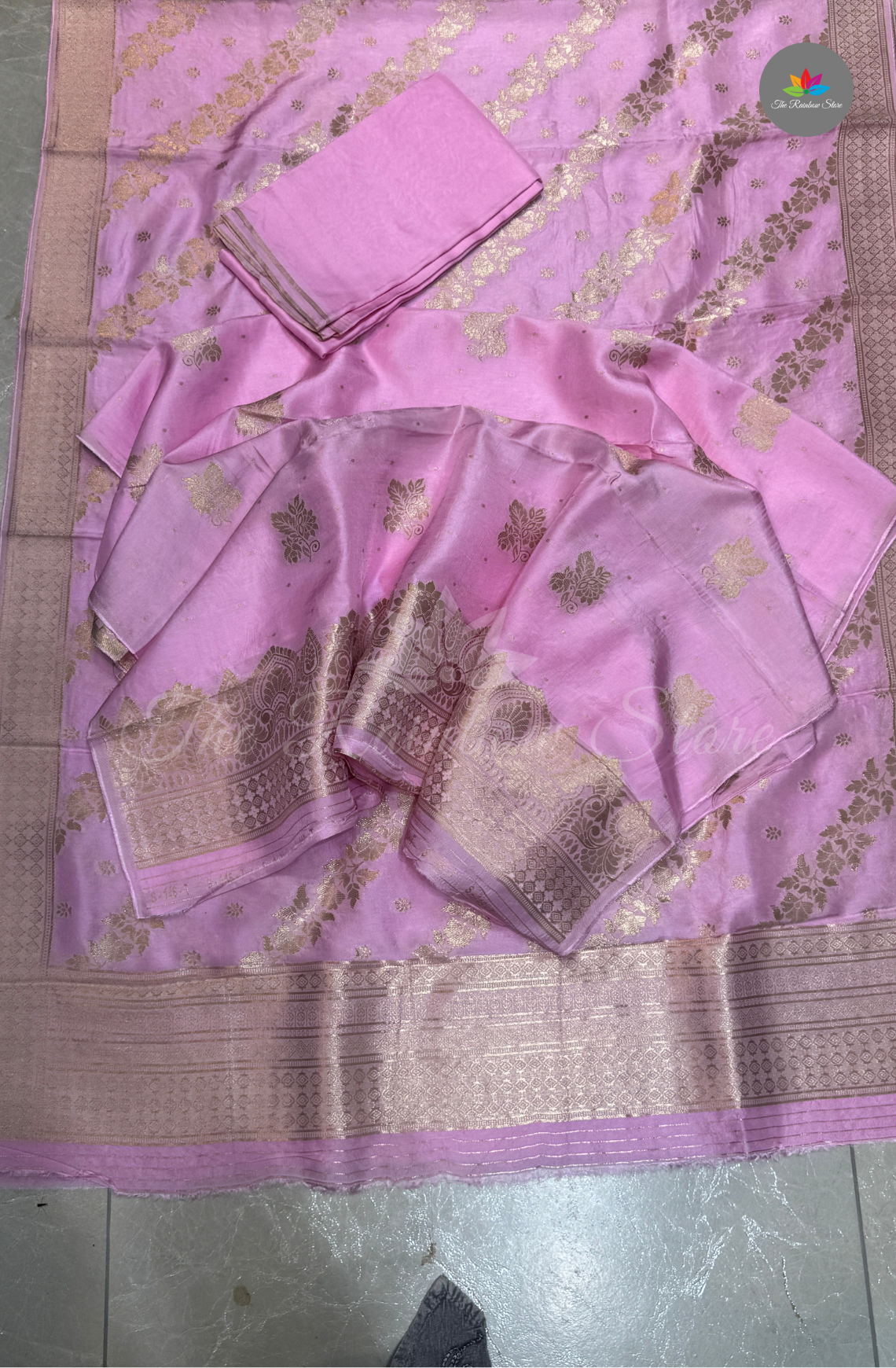 3 piece set pure Tusser dress material(salwar) - Dusty Rose Pink