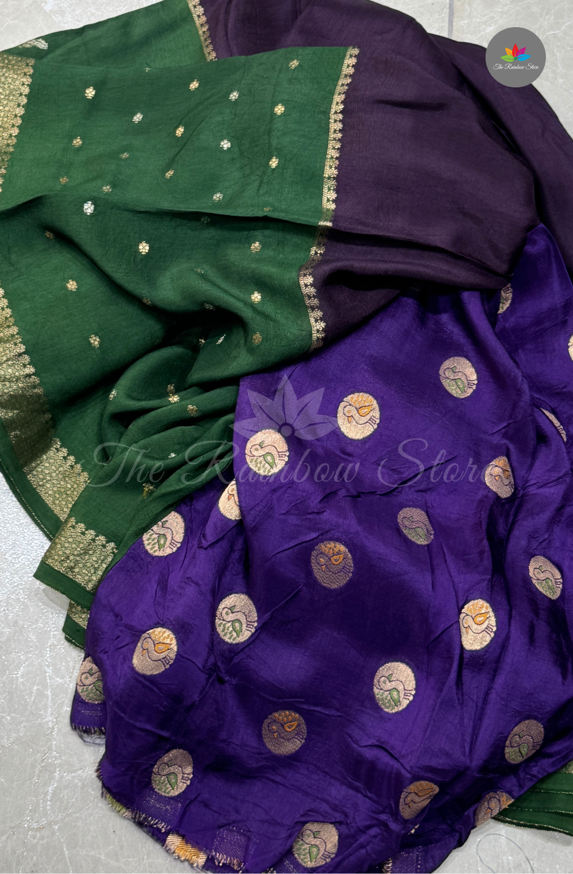 Visco Crepe Saree - Forest Green