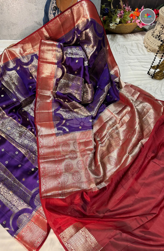 Elegant Green Mango Silk Saree - Violet