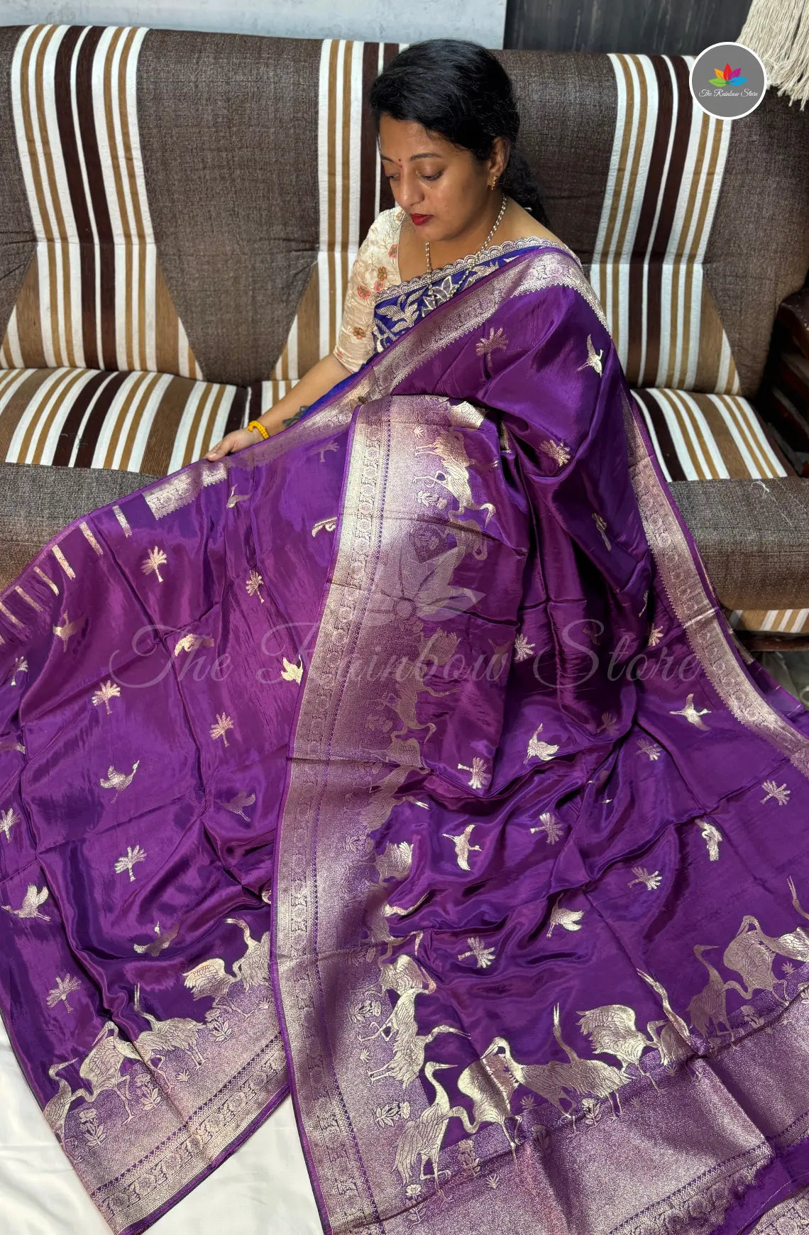 H/O Crepe Saree - Violet