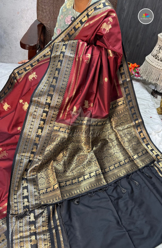 Handloom Kanchi Soft Silk Saree - Maroon