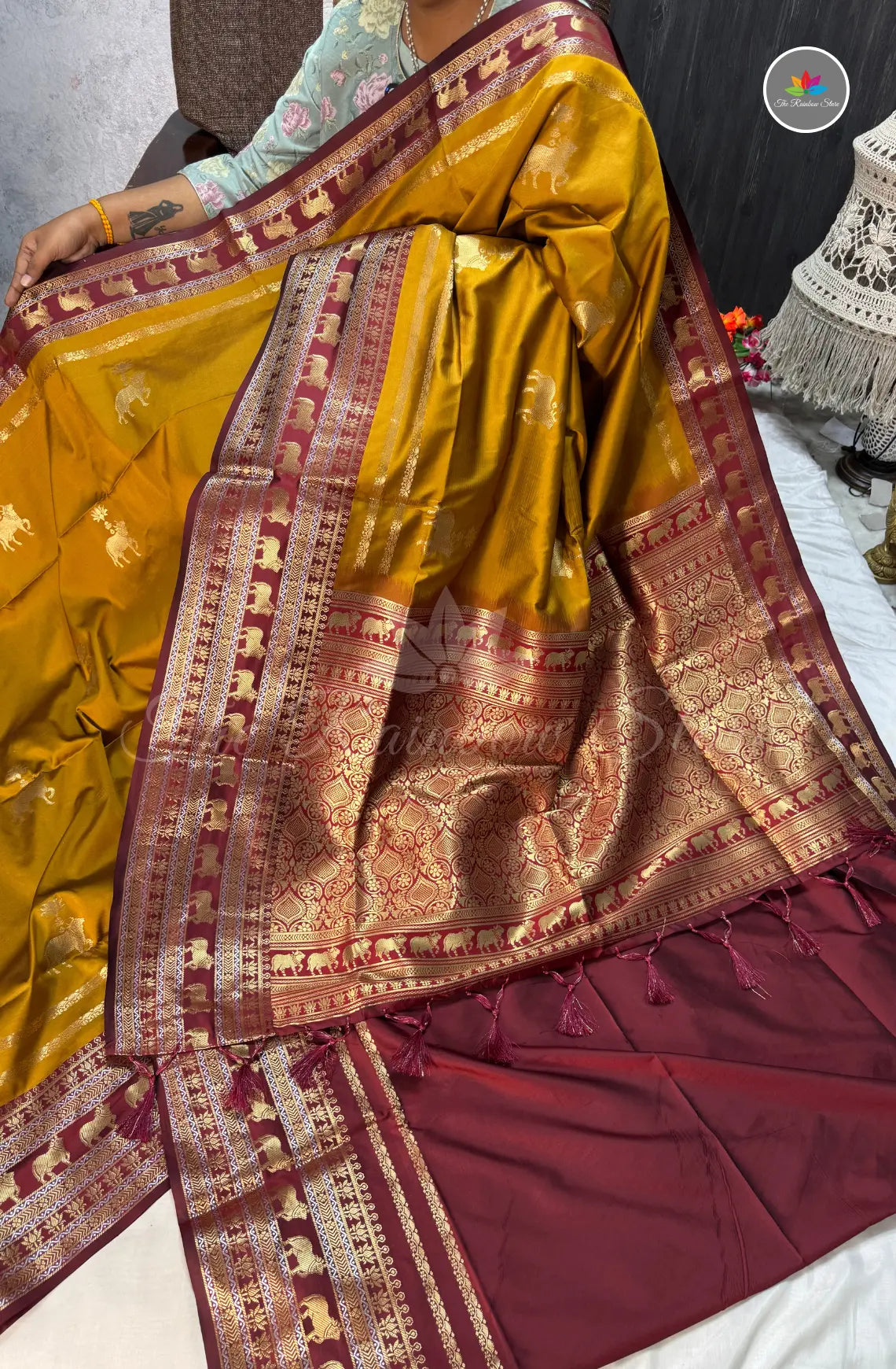Handloom Kanchi Soft Silk Saree - Mustard