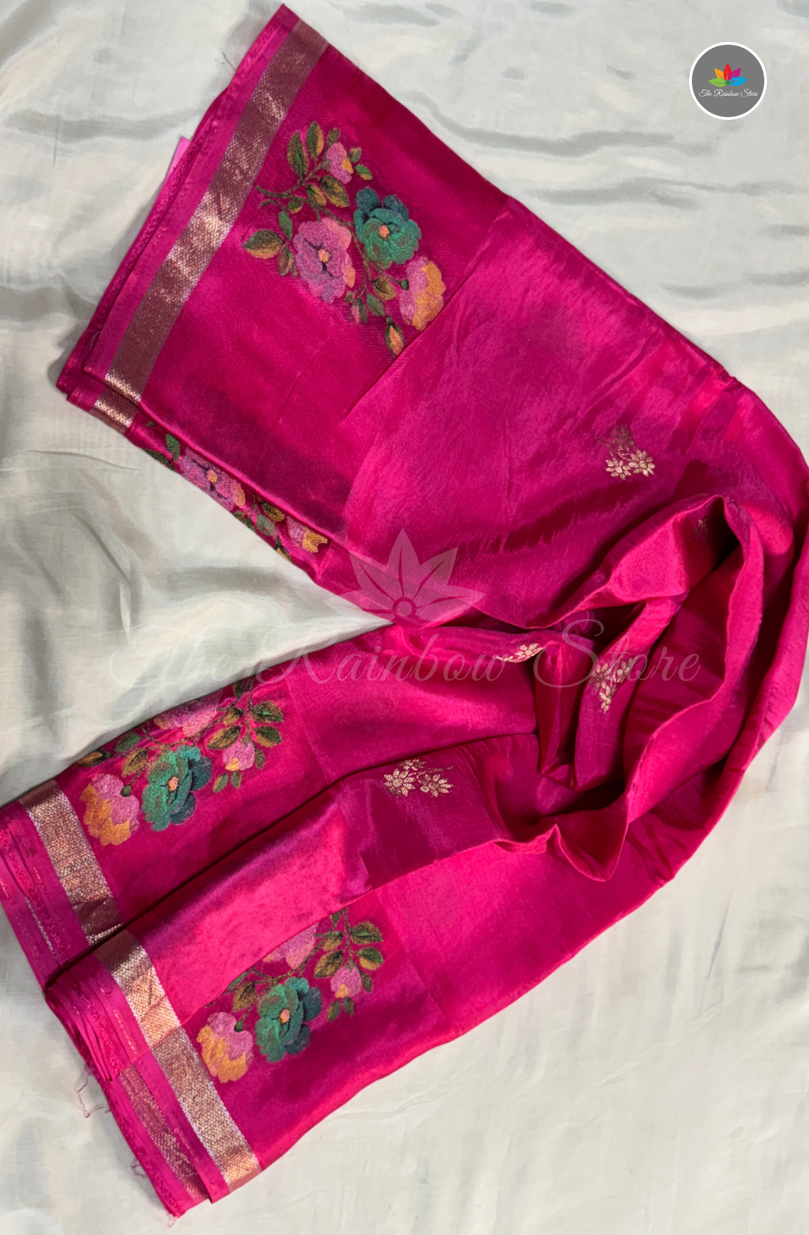 Organza Silk Saree - Hot Pink