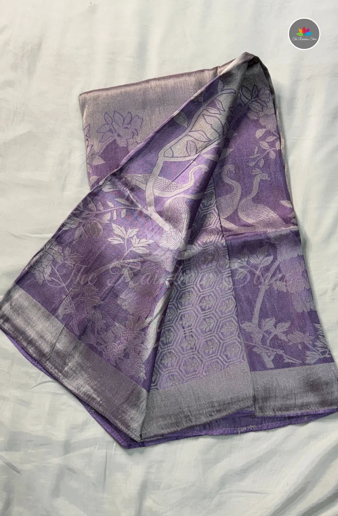 Elegant Jamdani Tissue Saree - Lavender