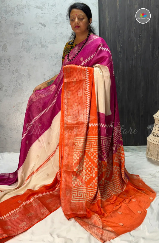 Premium Jute Soft Silk Saree - Deep Purple