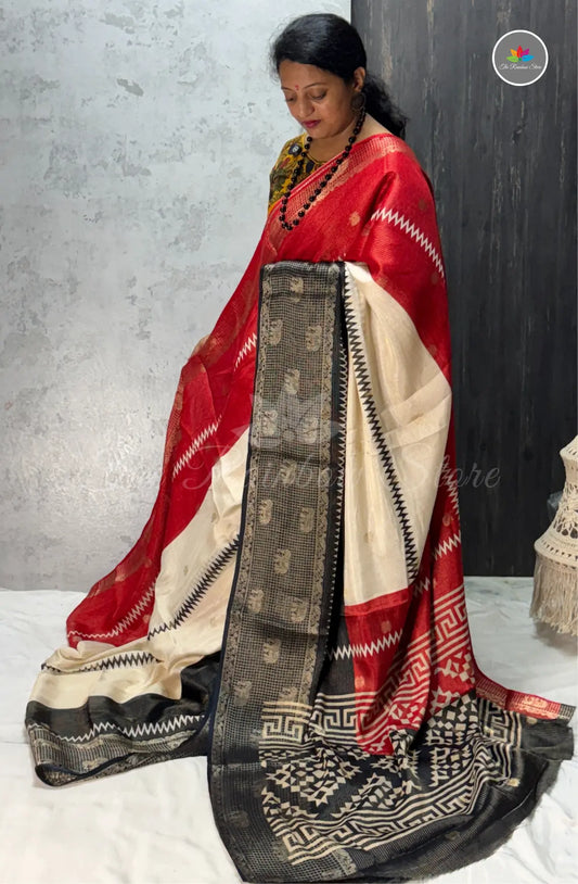 Premium Jute Soft Silk Saree - Red
