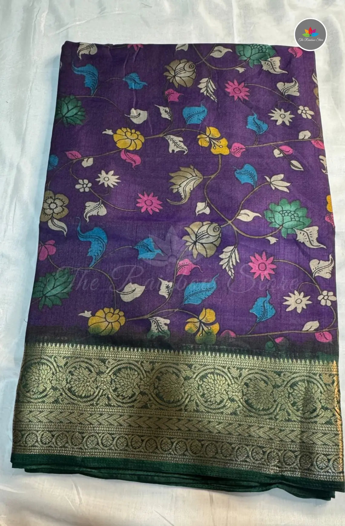 Kalamkari Print Saree with Super Light & Soft - Purple