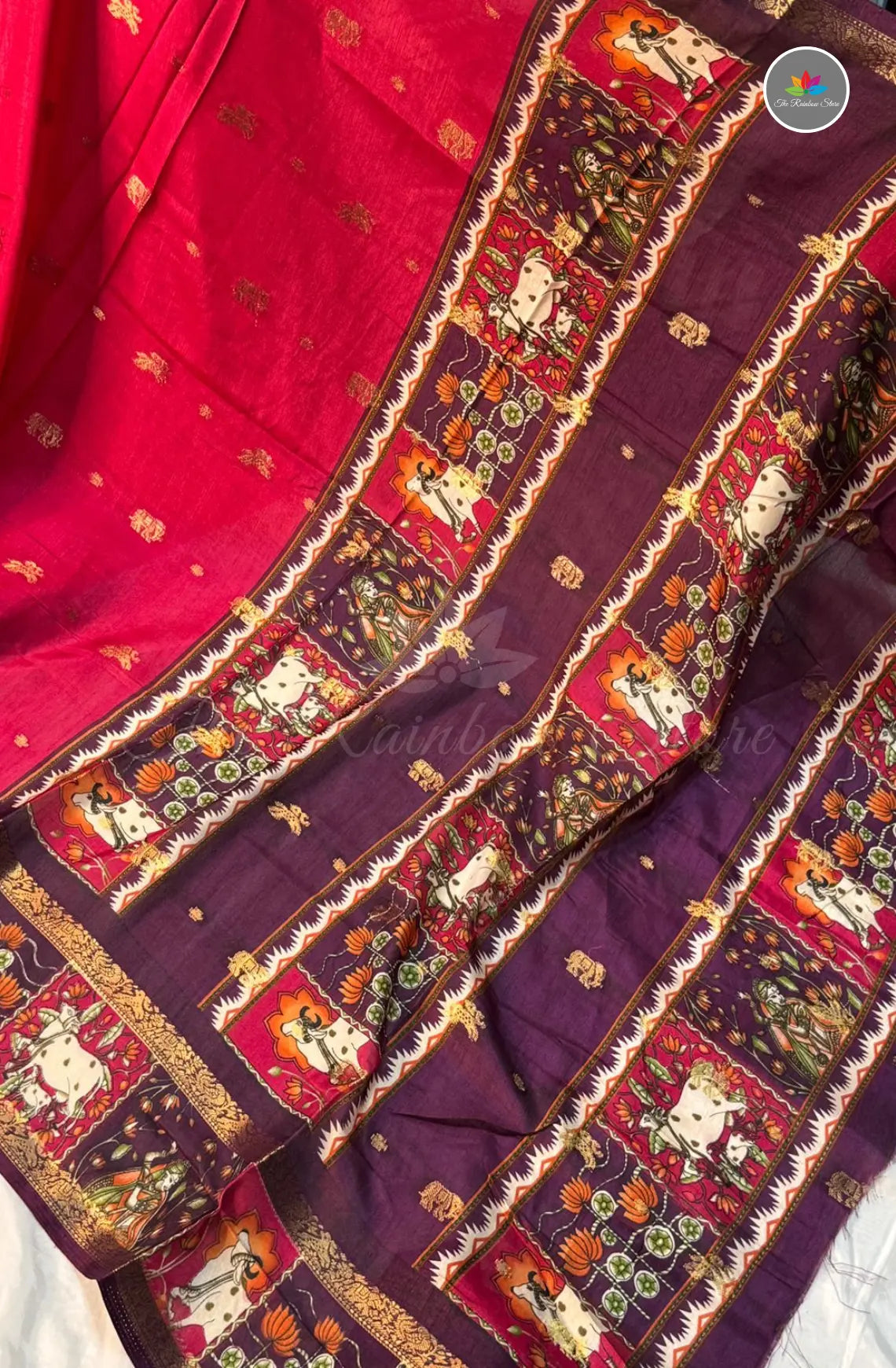 Kalamkari Weaving Saree with Softness - Pink