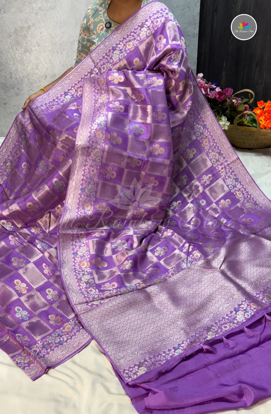 Elegant Kota Tissue Saree - Lavender