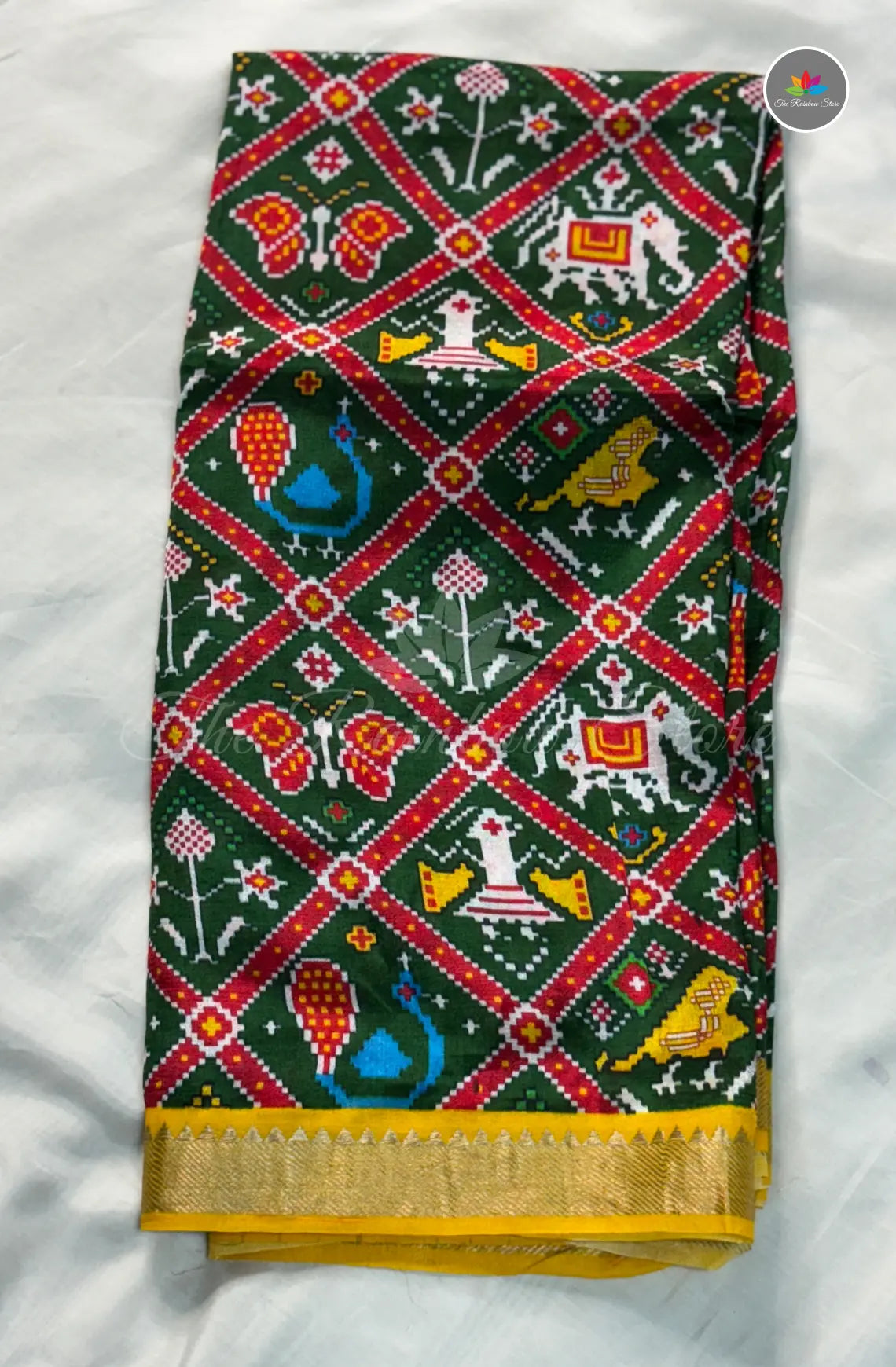 Premium Mangalagiri Pattu with Small Border - Bottle Green