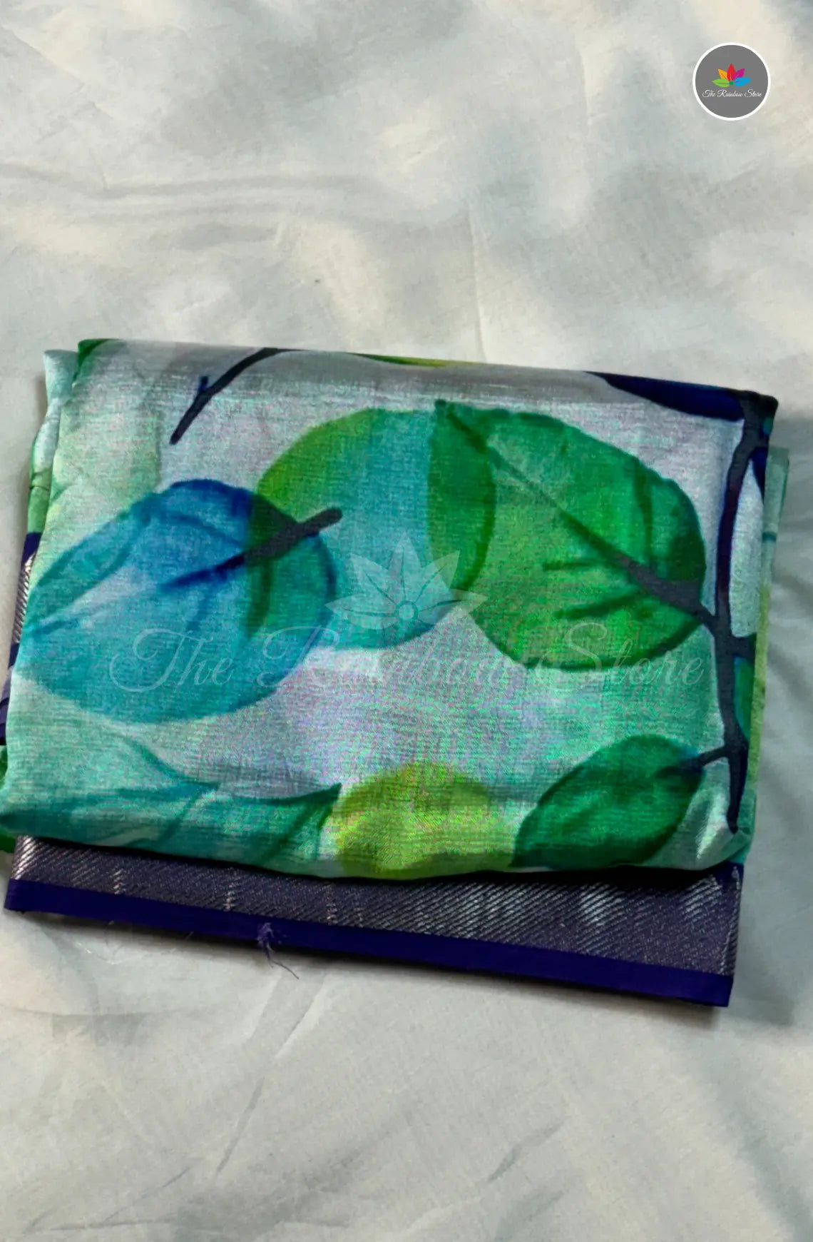 Premium Mangalagiri Pattu with Small Border - Leafy Green