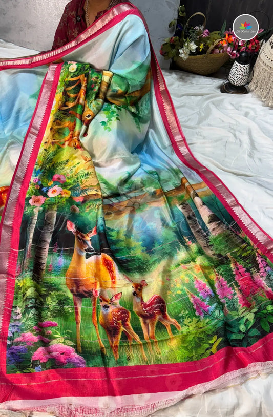 Premium Mangalagiri Pattu with Small Border - Light Blue