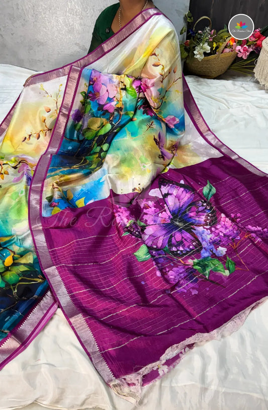 Premium Mangalagiri Pattu with Small Border - Violet