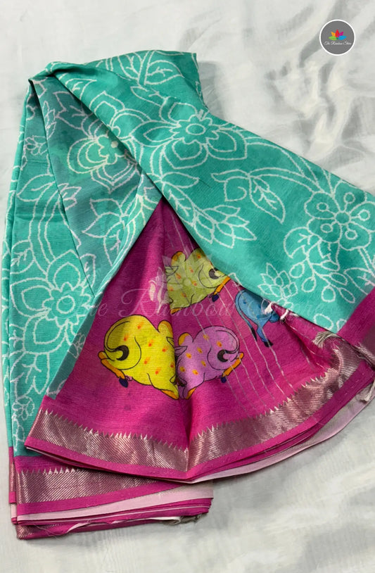 Mangalagiri Pattu Saree – Sea Green