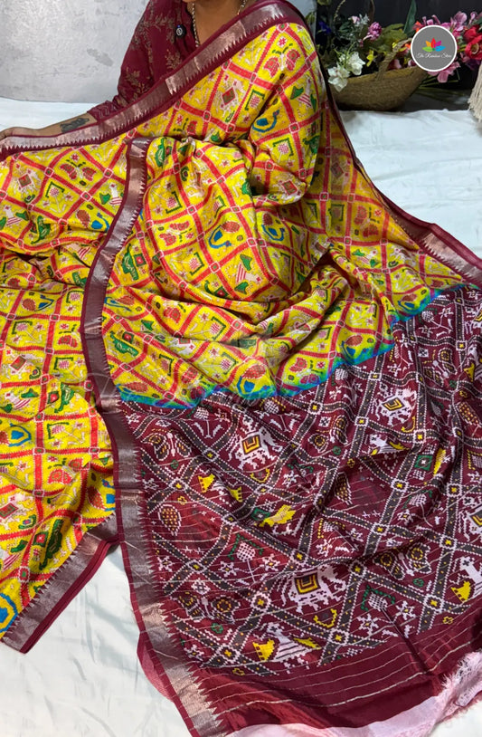 Premium Mangalagiri Pattu with Small Border - Bright Yellow