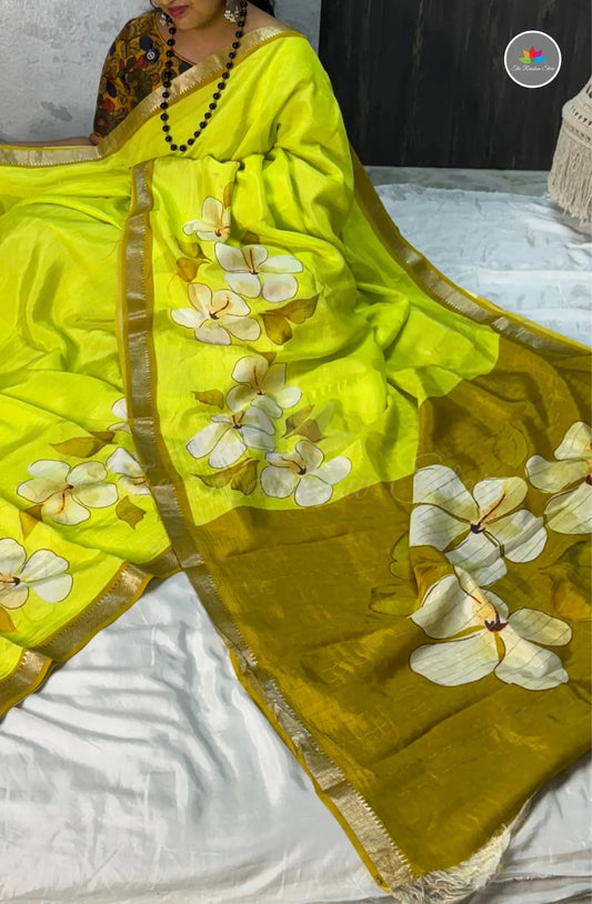 Premium Mangalagiri Pattu With Small Border - Green