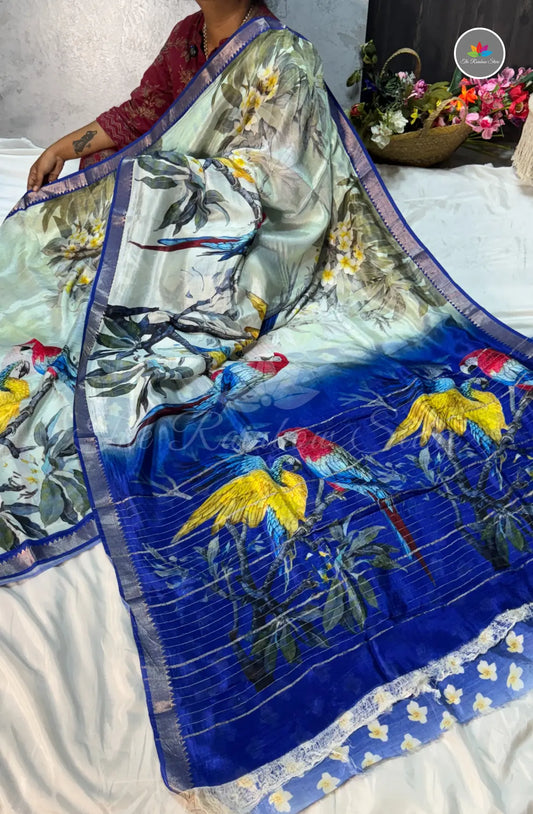 Premium Mangalagiri Pattu with Small Border - Off White