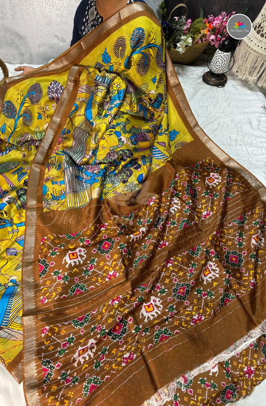 Premium Mangalagiri Pattu with Small Border - Yellow