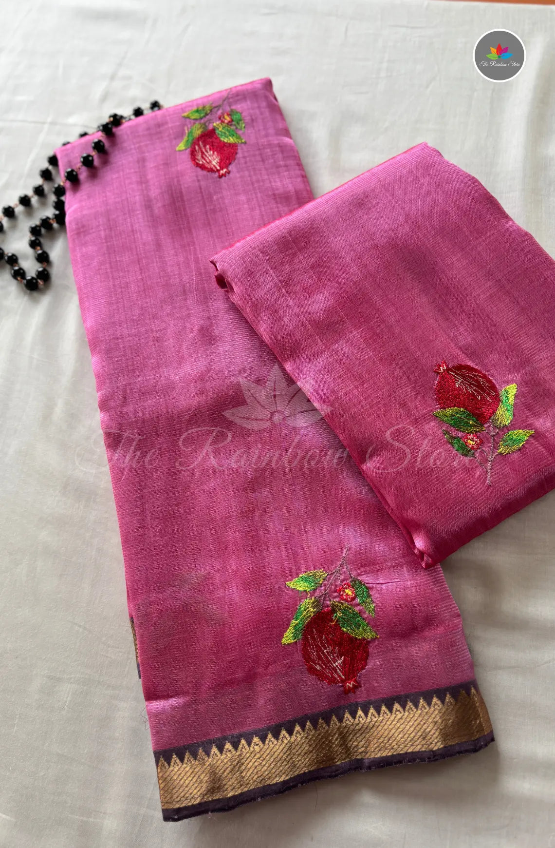 Pure Handloom Mangalagiri Pattu Saree with Embroidery - Pink