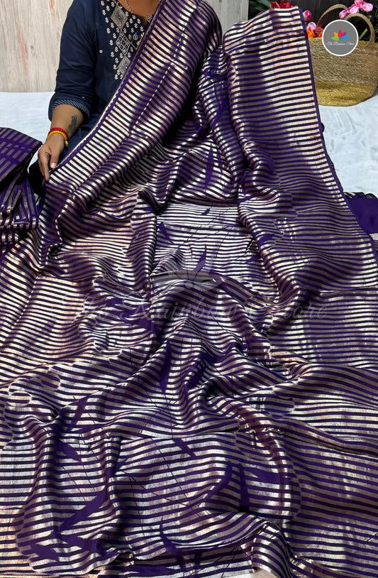 Mango Zari Silk Pattu Saree - Navy Blue