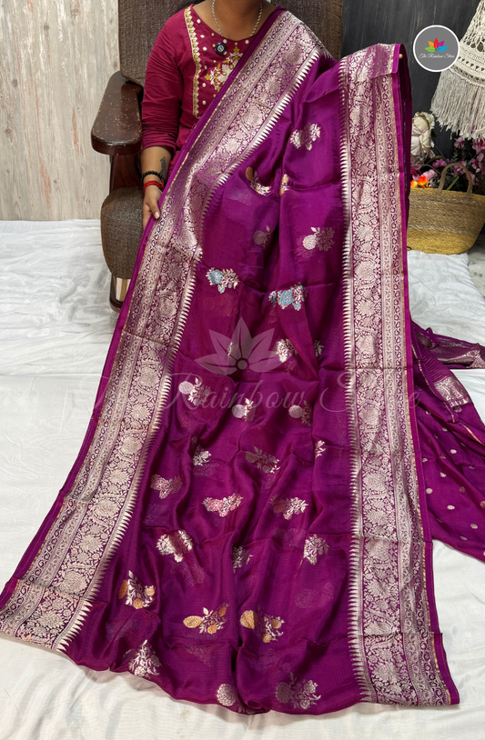 Manipur Kota Saree - Magenta
