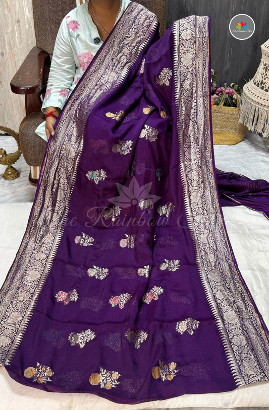 Manipur Kota Silk Saree - Royal Purple