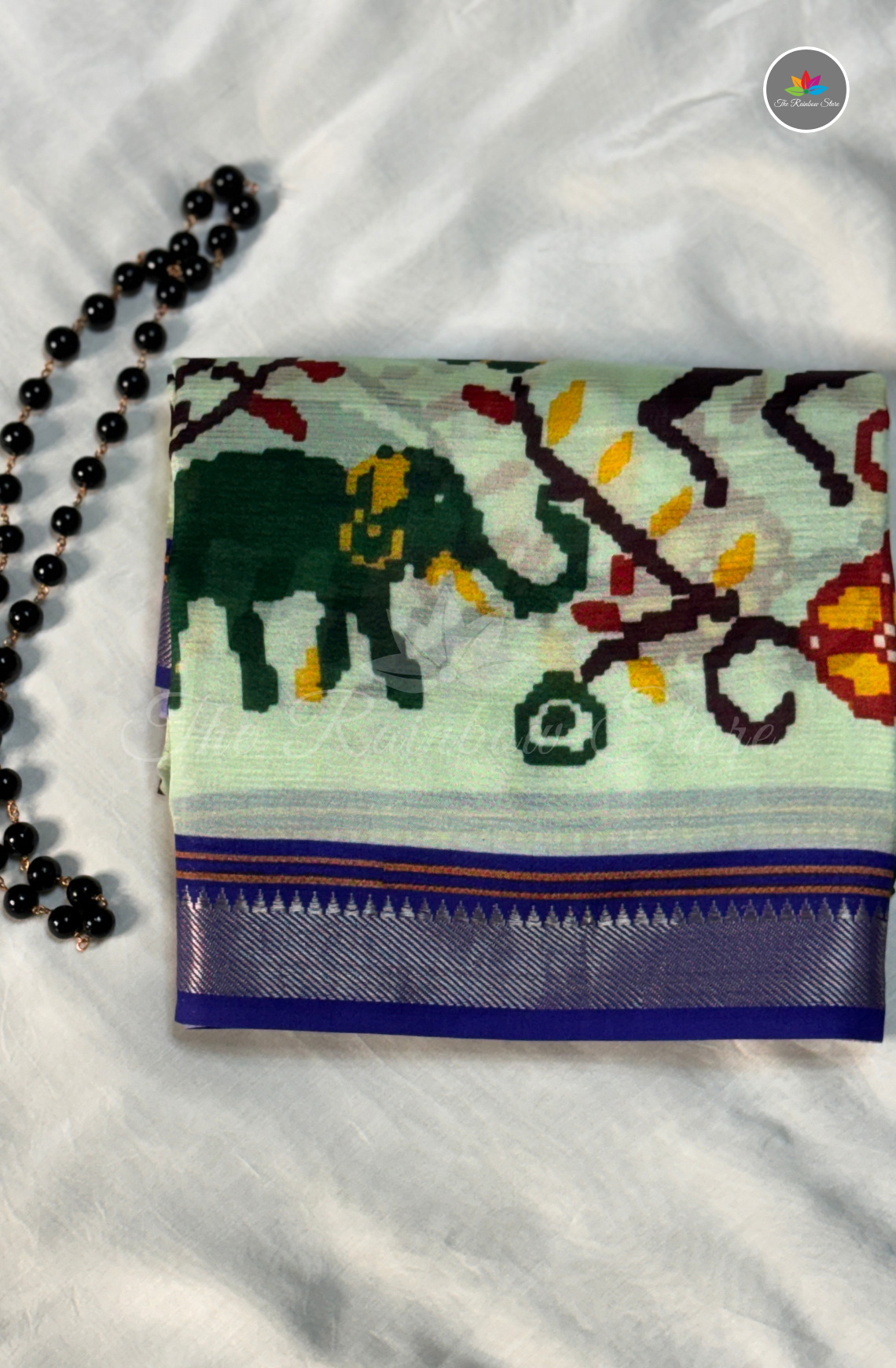 Mangalagiri Pattu Saree - Mint Green base with Royal Blue